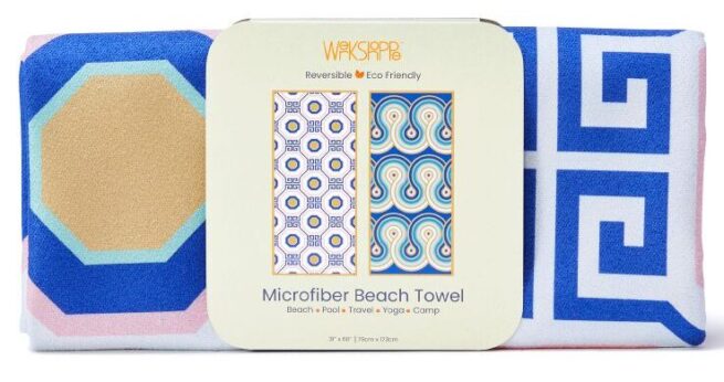 WerkShoppe Large Beach Towel – Greek Key Tiles