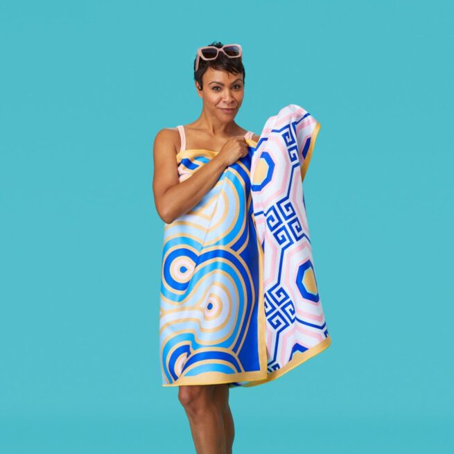 WerkShoppe Large Beach Towel – Greek Key Tiles - Image 4