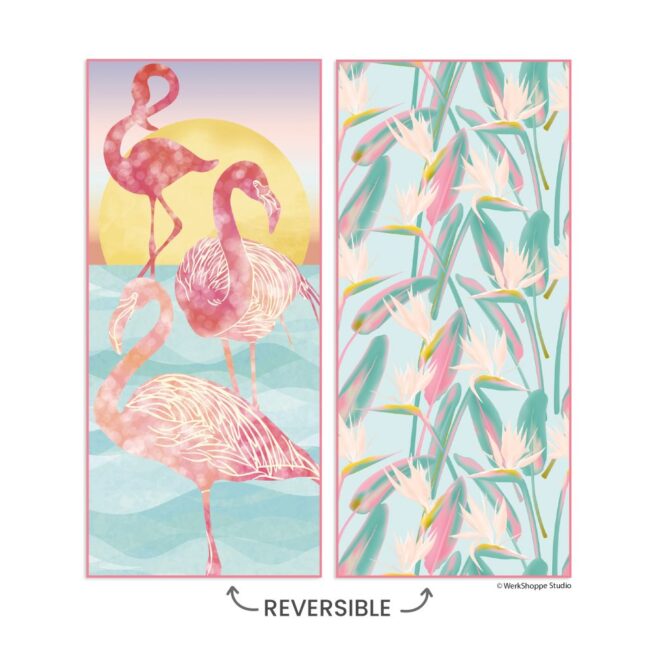 WerkShoppe Large Beach Towel – Flamingo Sunset - Image 3