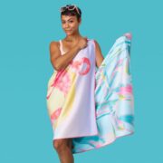 WerkShoppe Large Beach Towel – Flamingo Sunset - Image 4