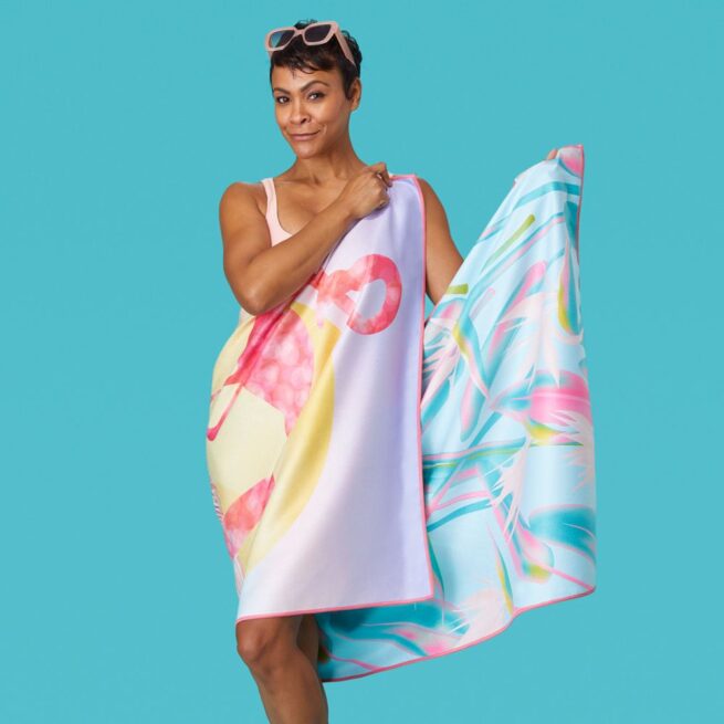 WerkShoppe Large Beach Towel – Flamingo Sunset - Image 4