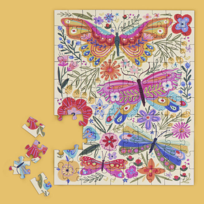 WerkShoppe Snax 100 Pc Puzzle – Butterfly Floral - Image 4