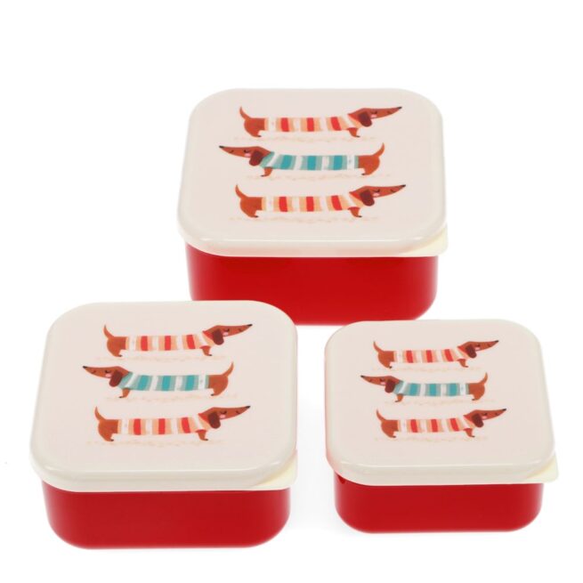 Rex London Snack Box Set of 3 - Sausage Dog Ivory
