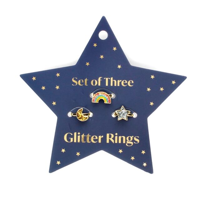 Rex London Glitter Rings/3 - Star, Rainbow & Moon